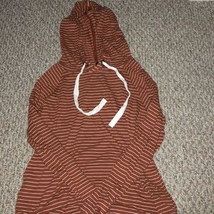 cute rusty orange and white stripe light hoodie